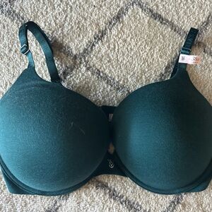Victoria’s Secret t-shirt push-up plunge effect NWT dark green